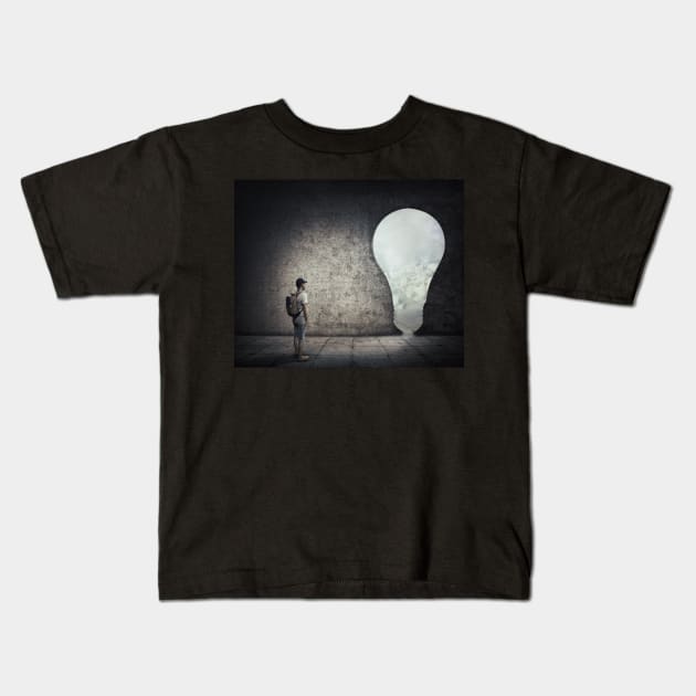 bulb doorway Kids T-Shirt by psychoshadow